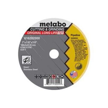 Metabo 616282000 - Grinding Wheel, 7" x 1/8" x 7/8", Type 27, Aluminum Oxide, A24T